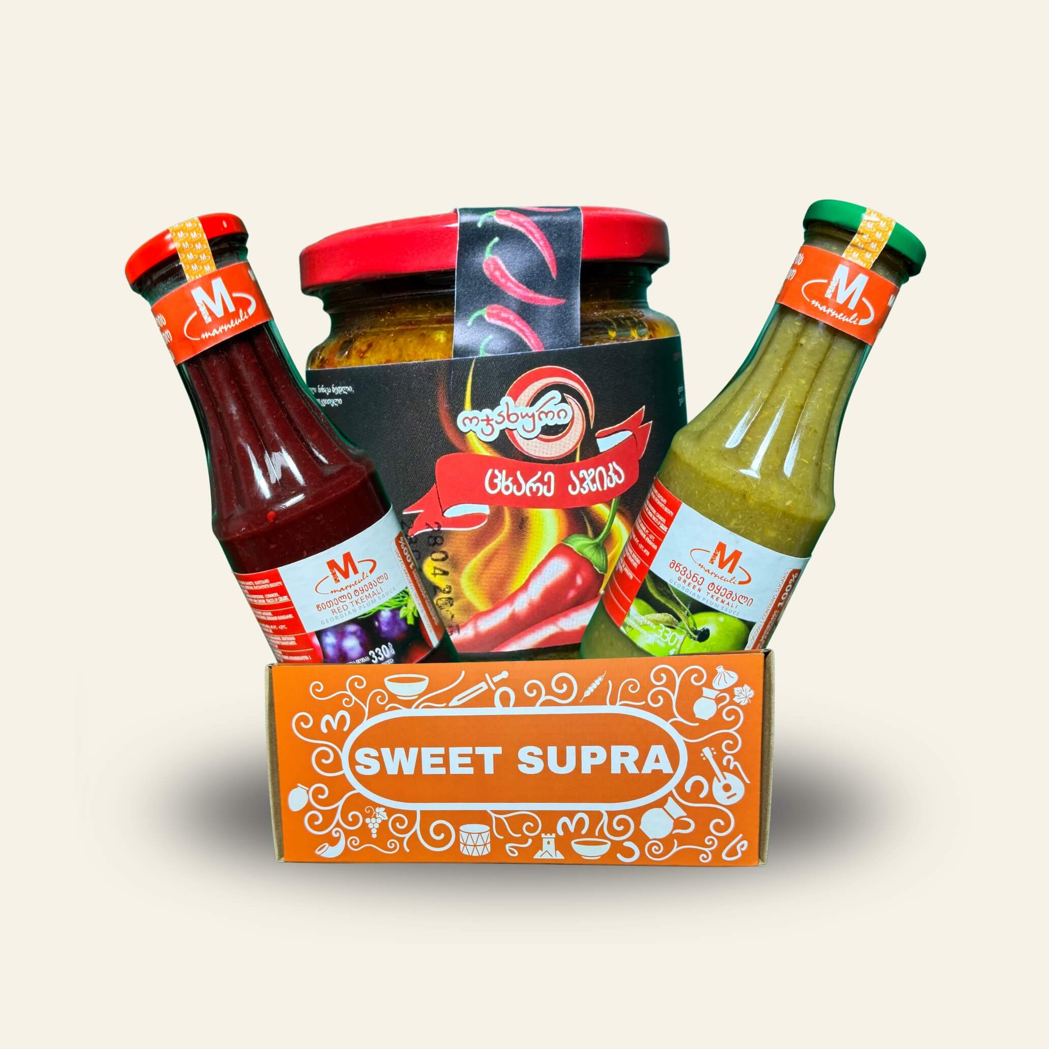 Assorted Georgian sauces and condiments gift box