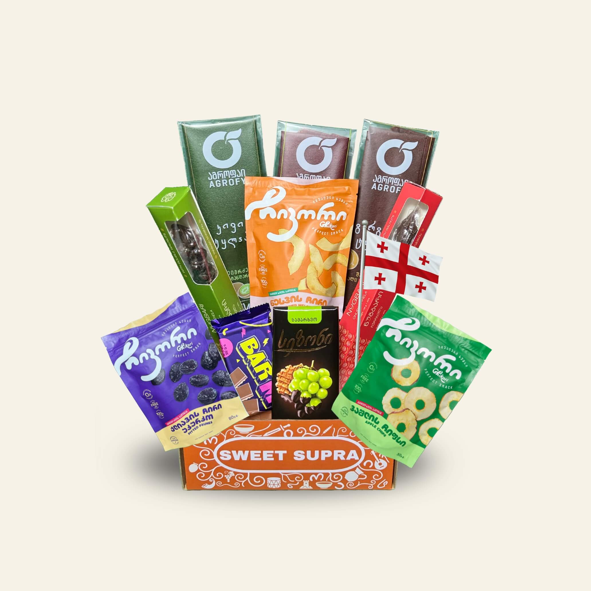 Assorted Georgian snacks and traditional sweets gift box