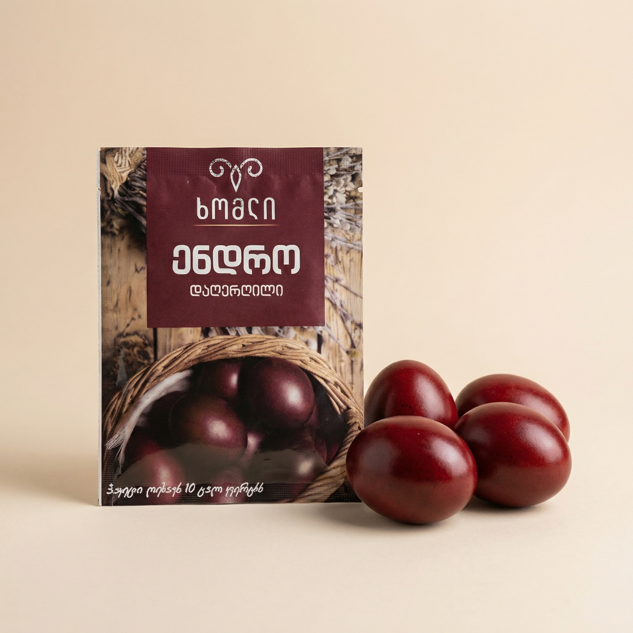 Authentic Georgian Endro - a natural plant-based dye used to color Easter eggs deep red. Traditional, chemical-free, and easy to use.